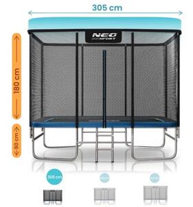 Duża trampolina ogrodowa Neo-sport prostokątna 305x213cm 10x7ft dla dzieci bezpieczna