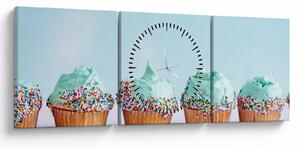 Obraz cupcakes (z zegarem) (90x30 cm)