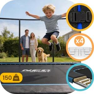 Duża trampolina ogrodowa Neo-sport prostokątna 305x213cm 10x7ft dla dzieci bezpieczna