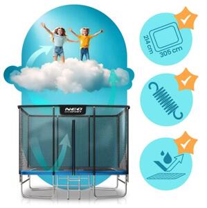 Duża trampolina ogrodowa Neo-sport prostokątna 305x213cm 10x7ft dla dzieci bezpieczna