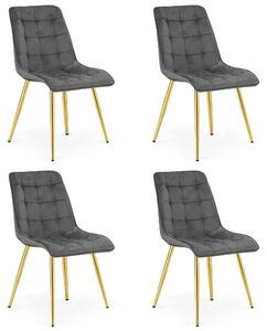 Styl I Elegancja Krzesło Split - Aksamit Szary Ciemny / Nogi Złote X 4