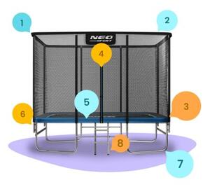 Duża trampolina ogrodowa Neo-sport prostokątna 305x213cm 10x7ft dla dzieci bezpieczna