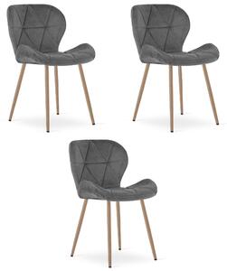 Styl I Elegancja Krzesło Mango - Aksamit Szary Ciemny / Nogi Dąb X 3