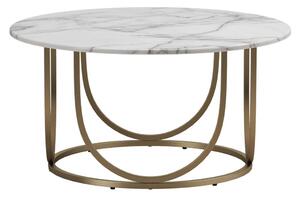 Okrągły stolik w biało-złotym kolorze w dekorze marmuru ø 79 cm Gwyneth – CosmoLiving by Cosmopolitan