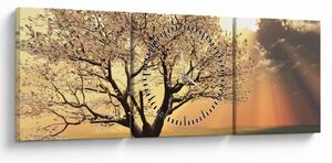 Obraz drzewa na łące (z zegarem) (90x30 cm)