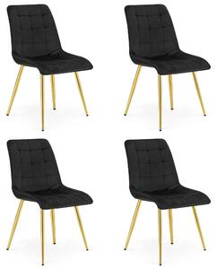 Styl I Elegancja Krzesło Split - Aksamit Czarny / Nogi Złote X 4