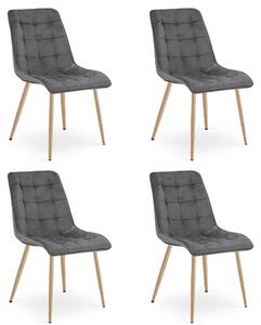 Styl I Elegancja Krzesło Split - Aksamit Szary Ciemny / Nogi Dąb X 4