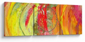 Obraz abstrakcji - malarstwo (z zegarem) (90x30 cm)