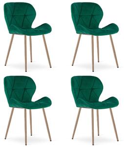 Styl I Elegancja Krzesło Mango - Aksamit Zieleń / Nogi Dąb X 4