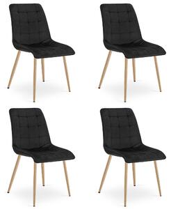 Styl I Elegancja Krzesło Split - Aksamit Czarny / Nogi Dąb X 4