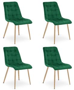 Styl I Elegancja Krzesło Split - Aksamit Zieleń / Nogi Dąb X 4