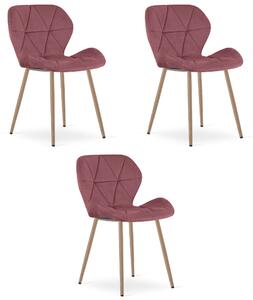 Styl I Elegancja Krzesło Mango - Aksamit Róż Ciemny / Nogi Dąb X 3