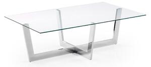 Stolik ze szklanym blatem w kolorze srebra 70x120 cm Plam – Kave Home