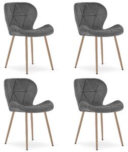 Styl I Elegancja Krzesło Mango - Aksamit Szary Ciemny / Nogi Dąb X 4