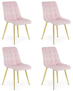 Styl I Elegancja Krzesło Split - Aksamit Róż Jasny / Nogi Złote X 4