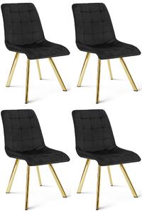 Styl I Elegancja Krzesło Cieza - Aksamit Czarny / Nogi Złote X 4