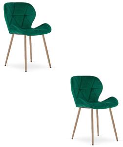 Styl I Elegancja Krzesło Mango - Aksamit Zieleń / Nogi Dąb X 2