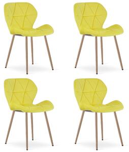 Styl I Elegancja Krzesło Mango - Aksamit Żółty / Nogi Dąb X 4