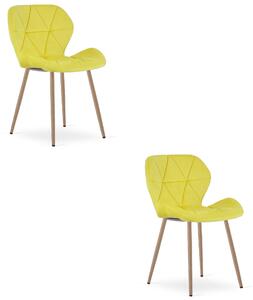 Styl I Elegancja Krzesło Mango - Aksamit Żółty / Nogi Dąb X 2