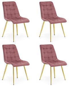 Styl I Elegancja Krzesło Split - Aksamit Róż Ciemny / Nogi Złote X 4