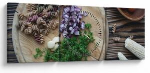 Obraz - Z deski kuchennej (z zegarem) (90x30 cm)