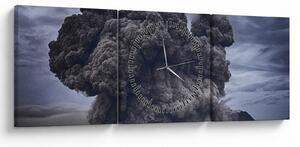Obraz - Erupcja wulkanu (z zegarem) (90x30 cm)