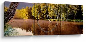 Obraz - Za rzeką (z zegarem) (90x30 cm)