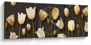 Obraz - Tulipany - abstrakcja (z zegarem) (90x30 cm)