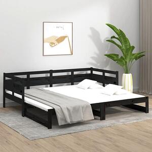 Czarne drewniane rozsuwane łóżko 2x(80x200) cm - Darma 3X