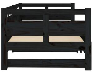 Czarne drewniane rozsuwane łóżko 2x(80x200) cm - Darma 3X