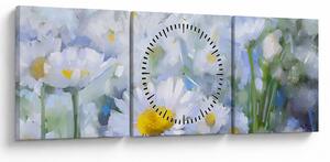 Obraz - W stokrotkach (z zegarem) (90x30 cm)