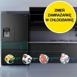 Lodówka HISENSE RF749N4SGIE MD Side by Side No Frost 178.5cm Srebrna Wi-Fi ConnectLife My Fresh Choice Metal Cooling