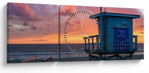Obraz z plaży Santa Monica (z zegarem) (90x30 cm)