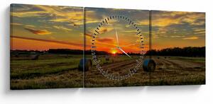Obraz - Wiejskie bale (z zegarem) (90x30 cm)