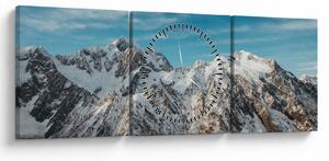 Obraz ośnieżonych szczytów, Fiordland (z zegarem) (90x30 cm)