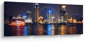 Obraz - Refleksy nocy (z zegarem) (90x30 cm)
