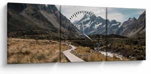 Obraz - Chodnik w dolinie góry Mt. Cook (z zegarem) (90x30 cm)
