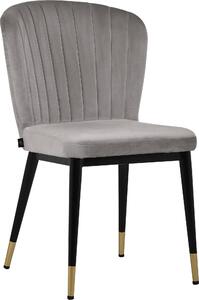 Dwa stylowe krzesła w kolorze szarym, złoty dodatek