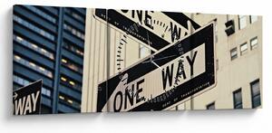 Obraz - New York ONE WAY (z zegarem) (90x30 cm)