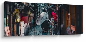 Obraz - Spacer po Tokio (z zegarem) (90x30 cm)