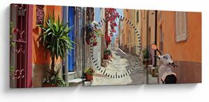 Obraz ulicy Sardynii (z zegarem) (90x30 cm)