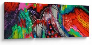 Abstrakcyjny obraz - kolory (z zegarem) (90x30 cm)