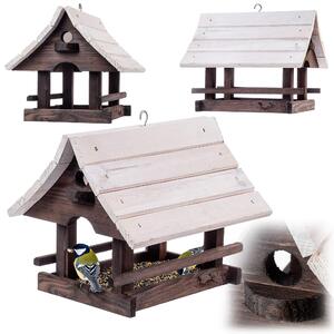 Karmnik dla ptaków Arbis domek 30 x 25 cm brązowo-biały