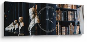 Obraz - W bibliotece (z zegarem) (90x30 cm)