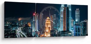 Obraz - Noc w Kuala Lumpur (z zegarem) (90x30 cm)