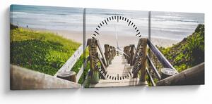 Obraz - Wejście na plażę (z zegarem) (90x30 cm)