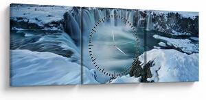 Obraz - Wodospad Bogów, Islandia (z zegarem) (90x30 cm)