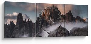 Obraz - Włoskie Dolomity ukryte we mgle (z zegarem) (90x30 cm)