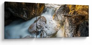 Obraz - Strumień leśny (z zegarem) (90x30 cm)