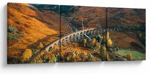 Obraz mostu w szkockiej dolinie (z zegarem) (90x30 cm)